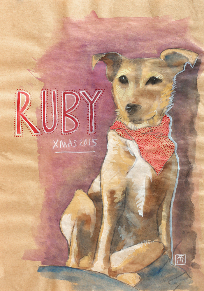 Ruby: portrait of a patterdale terrier cross